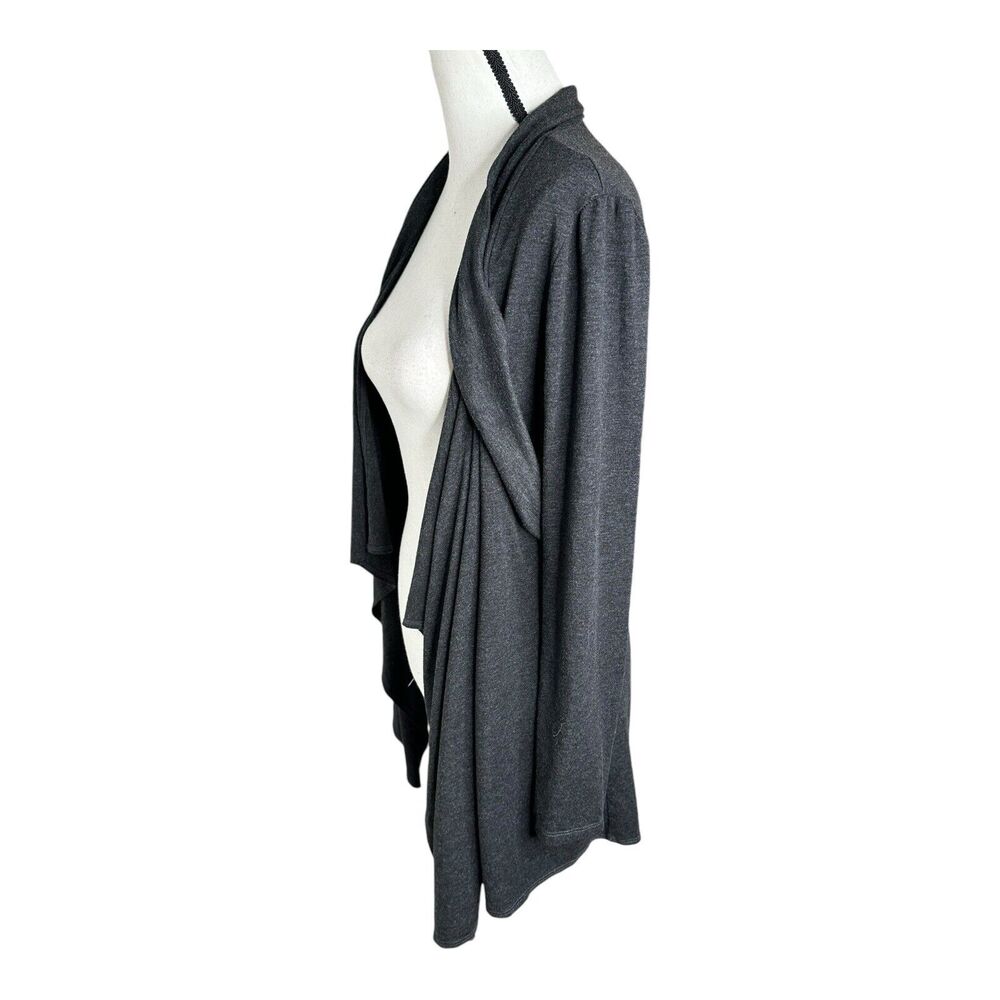 Lola & Sophie Women Black Wrapped Open Front Modal Asymmetrical Cardigan Sz L - Picture 3 of 8